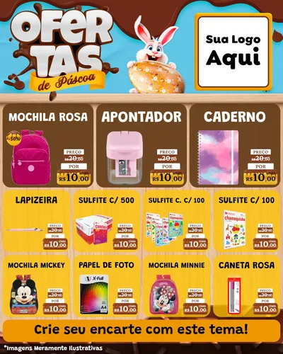 Modelo de Rede Social para Feed Instagram com o tema Ofertas de Páscoa para Papelaria