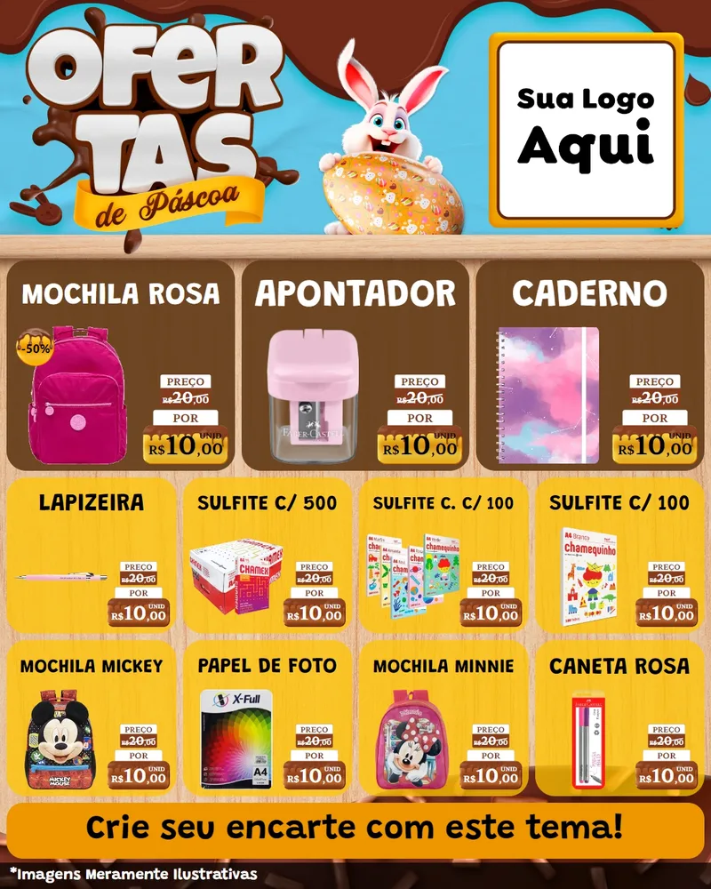 Modelo de Rede Social para Feed Instagram com o tema Ofertas de Páscoa para Papelaria