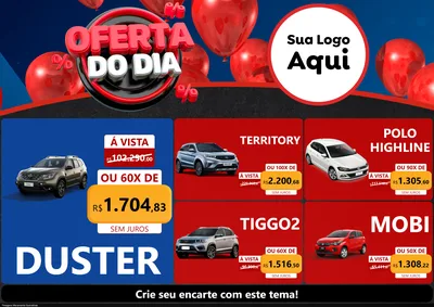 Modelo de Encarte para Encarte A4 Horizontal com o tema Oferta do Dia para Concessionaria de Carros