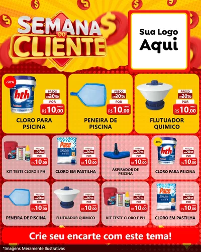 Modelo de Rede Social para Feed Instagram com o tema Semana do Cliente para Produtos para Piscina