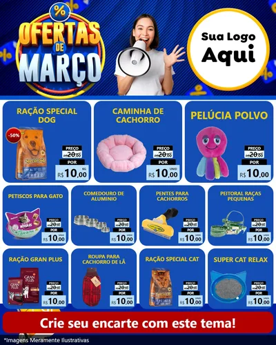 Modelo de Rede Social para Feed Instagram com o tema Ofertas de Março para Pet Shop