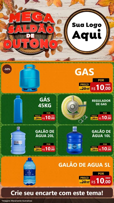 Modelo de TV para TV Vertical com o tema Mega Saldão de Outono para Água e gás