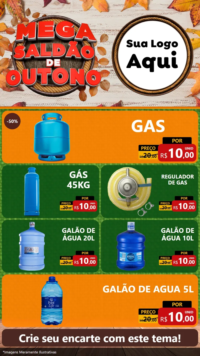 Modelo de TV para TV Vertical com o tema Mega Saldão de Outono para Água e gás