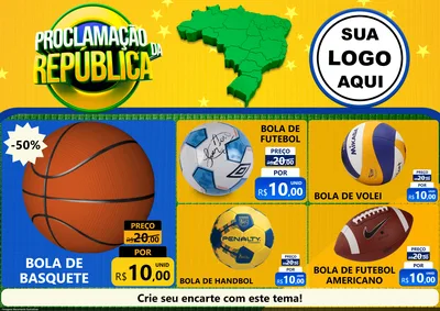 Modelo de Encarte para Encarte A4 Horizontal com o tema Proclamação da República para Artigos Esportivos