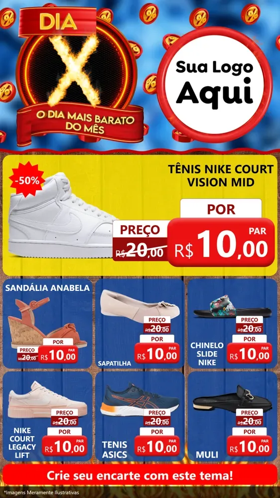 Modelo de Rede Social para Stories com o tema Dia X - O Dia Mais Barato Do Mês para Calçados