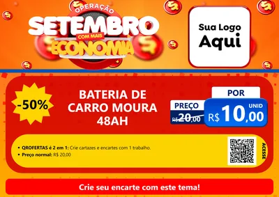Modelo de Cartaz para Cartaz A4 Horizontal com o tema Operação Setembro Com Muita Economia para Baterias Elétricas