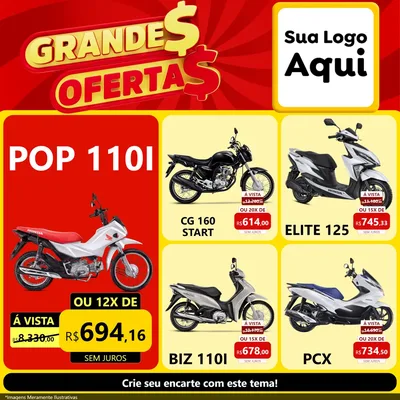 Modelo de Rede Social para Feed Facebook com o tema Grandes Ofertas para Concessionaria de Motos