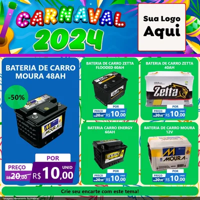 Modelo de Rede Social para Feed Facebook com o tema Carnaval 2027 para Baterias Elétricas