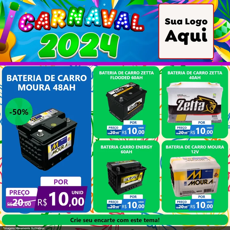 Modelo de Rede Social para Feed Facebook com o tema Carnaval 2027 para Baterias Elétricas