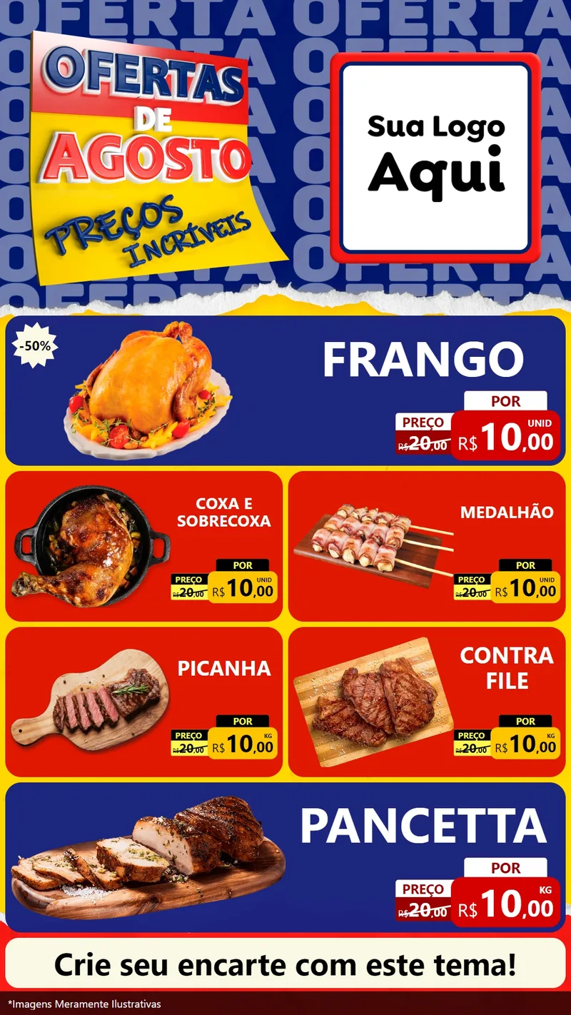 Modelo de TV para TV Vertical com o tema Ofertas de Agosto - Preços Incríveis para Assados