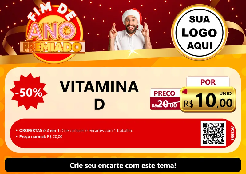 Modelo de Cartaz para Cartaz A4 Horizontal com o tema Fim de Ano Premiado para Farmácia