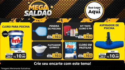 Modelo de TV para TV Horizontal com o tema Mega Saldão para Produtos para Piscina