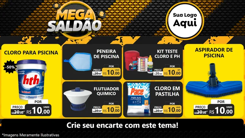 Modelo de TV para TV Horizontal com o tema Mega Saldão para Produtos para Piscina