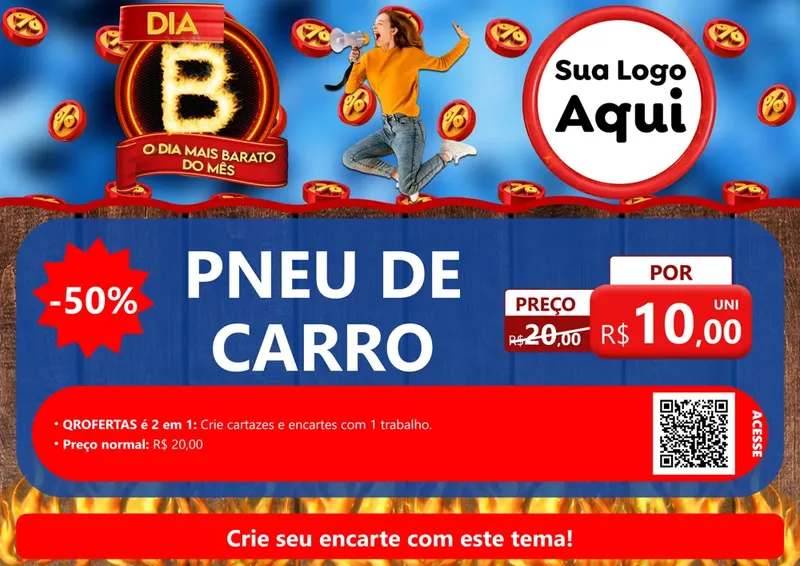 Modelo de Cartaz para Cartaz A4 Horizontal com o tema Dia B - O Dia Mais Barato Do Mês para Auto peças