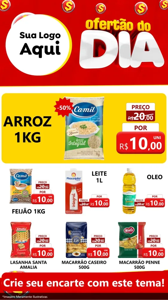 Modelo de Rede Social para Stories com o tema Ofertão do dia para Supermercado