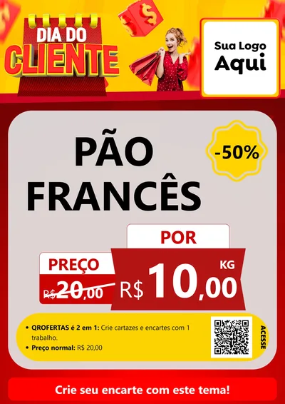 Modelo de Cartaz para Cartaz A4 Vertical com o tema Dia do Cliente para Padaria