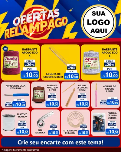 Modelo de Rede Social para Feed Instagram com o tema Ofertas Relâmpago para Armarinho e Aviamentos