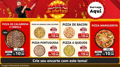 Modelo de TV para TV Horizontal com o tema Março de Ofertas! para Pizzaria