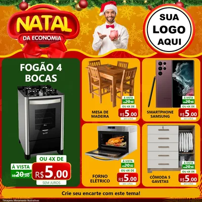 Modelo de Rede Social para Feed Facebook com o tema Natal da Economia para Móveis e Eletro