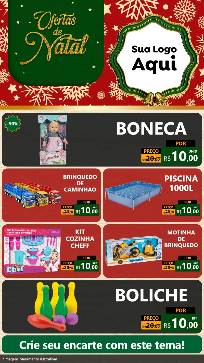 Modelo de TV para TV Vertical com o tema Natal de Ofertas para Brinquedos