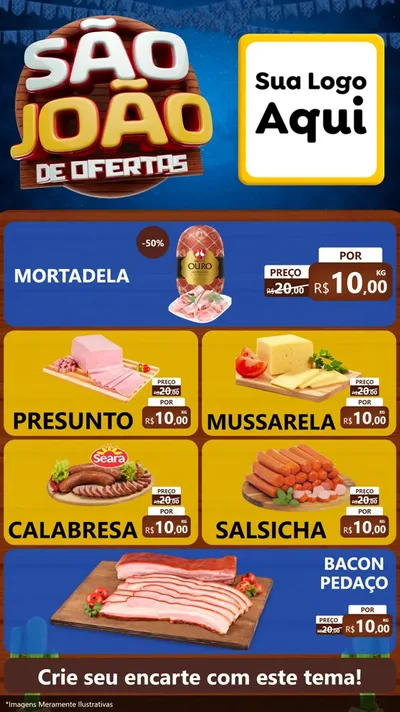 Modelo de TV para TV Vertical com o tema São João Ofertas Imbatíveis! - Junina para Frios e Laticínios