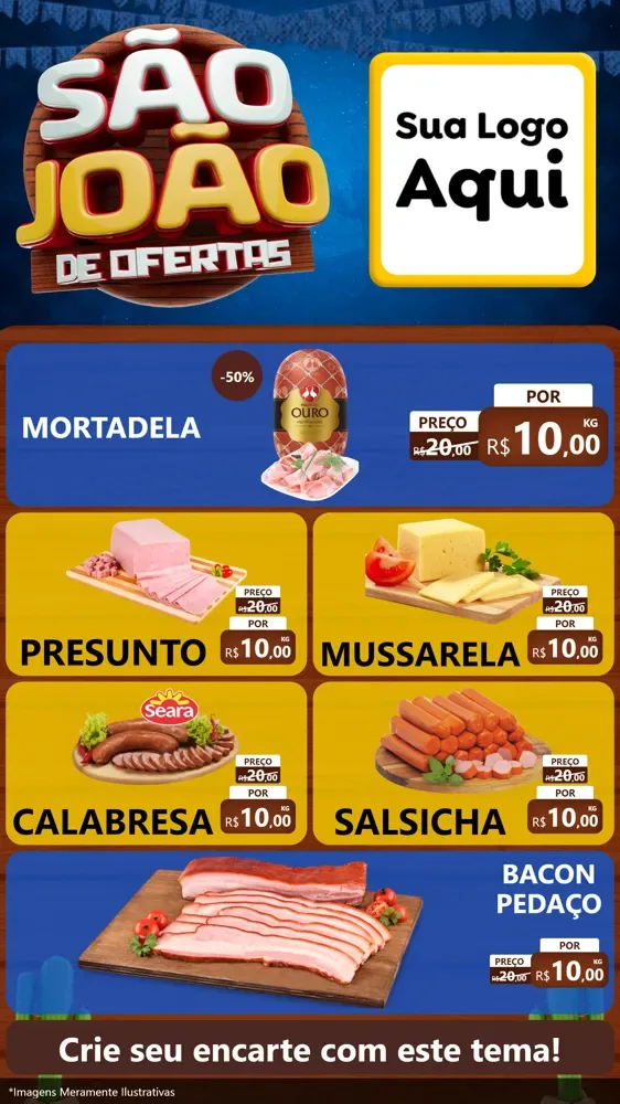 Modelo de TV para TV Vertical com o tema São João Ofertas Imbatíveis! - Junina para Frios e Laticínios