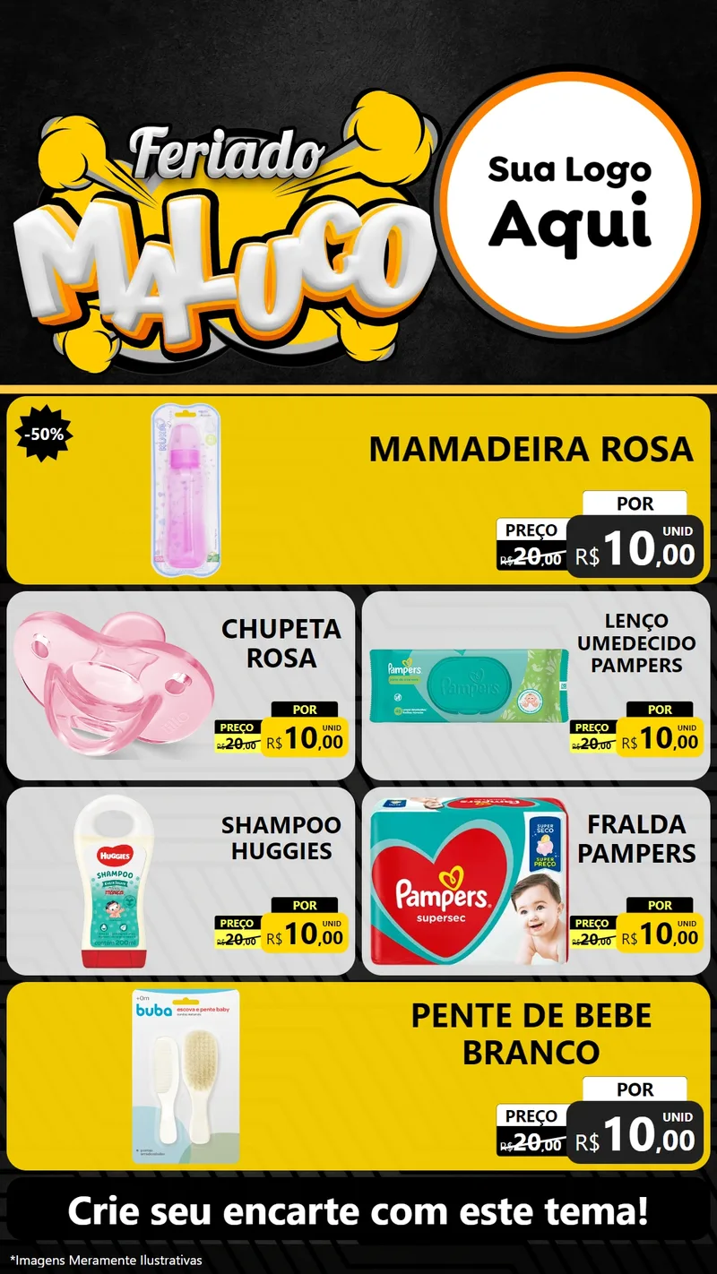 Modelo de TV para TV Vertical com o tema Feriado Maluco para Bebês