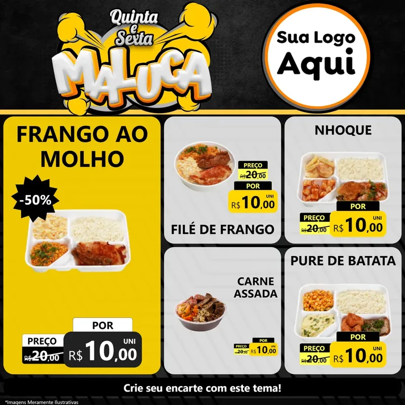Modelo de Rede Social para Feed Facebook com o tema Quinta e Sexta Maluca para Restaurante