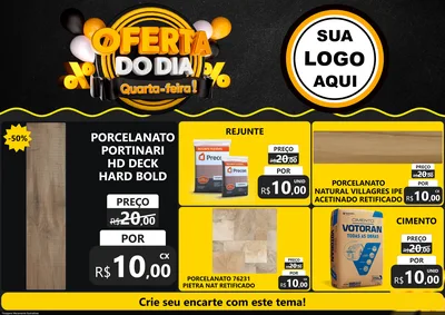 Modelo de Encarte para Encarte A4 Horizontal com o tema Oferta do Dia - Quarta Feira! para Pisos e revestimentos