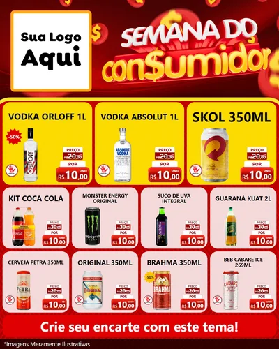 Modelo de Rede Social para Feed Instagram com o tema Semana do Consumidor para Distribuidora de bebidas