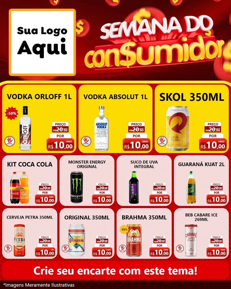 Modelo de Rede Social para Feed Instagram com o tema Semana do Consumidor para Distribuidora de bebidas
