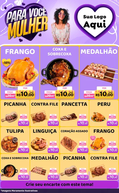 Modelo de Encarte para Encarte Grande com o tema Para Você, Mulher para Assados