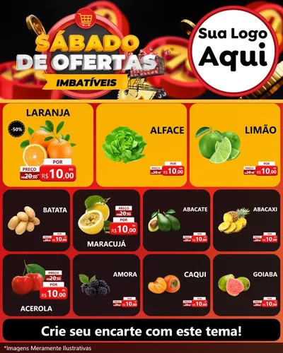 Modelo de Rede Social para Feed Instagram com o tema Sábado de Ofertas Imbatíveis para Hortifrúti