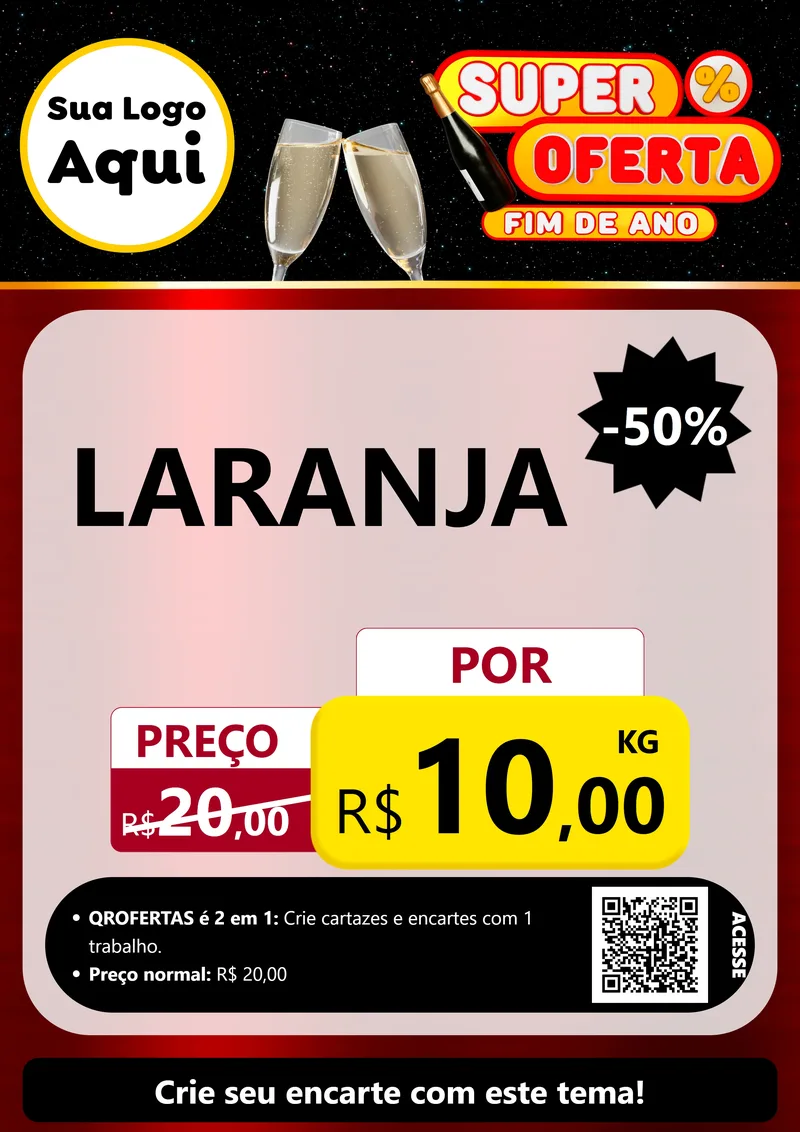 Modelo de Cartaz para Cartaz A4 Vertical com o tema Super Oferta Fim de Ano para Hortifrúti