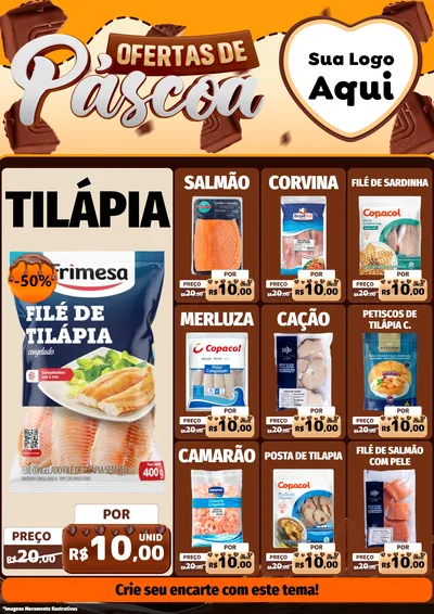 Modelo de Encarte para Encarte A4 Vertical com o tema Ofertas de Páscoa para Peixaria