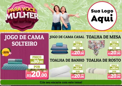 Modelo de Encarte para Encarte A4 Horizontal com o tema Para Você Mulher para Cama, Mesa e Banho