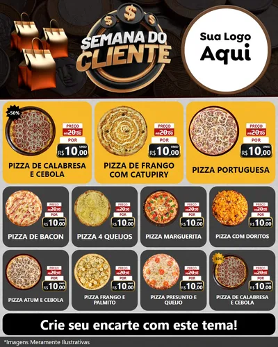 Modelo de Rede Social para Feed Instagram com o tema Semana do Cliente para Pizzaria