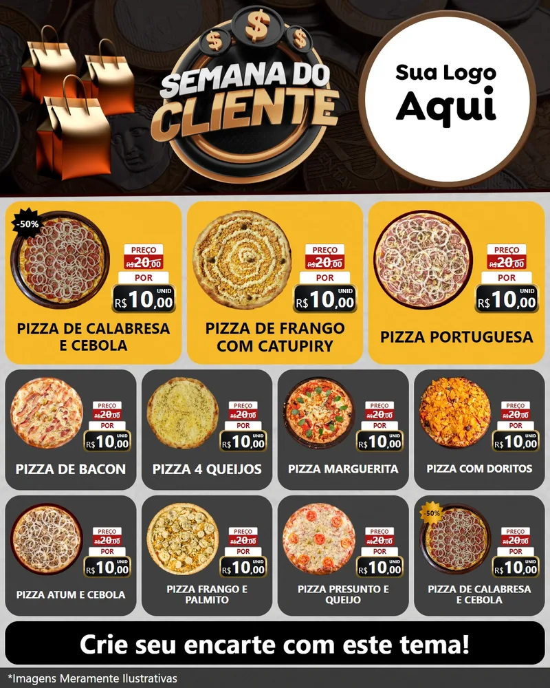 Modelo de Rede Social para Feed Instagram com o tema Semana do Cliente para Pizzaria