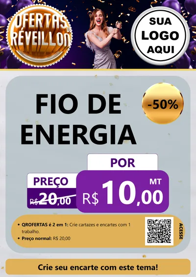 Modelo de Cartaz para Cartaz A4 Vertical com o tema Ofertas de Réveillon para Materiais Elétricos
