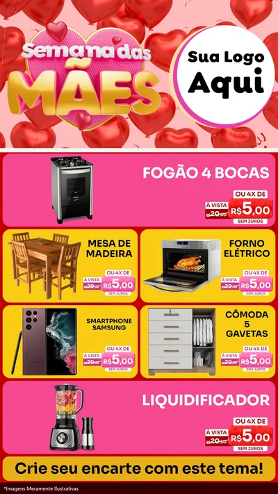 Modelo de TV para TV Vertical com o tema Semana Das Mães para Móveis e Eletro