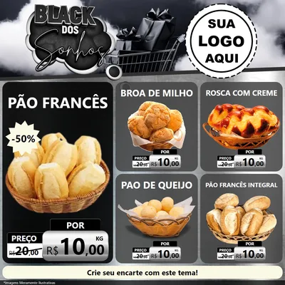 Modelo de Rede Social para Feed Facebook com o tema Black dos Sonhos para Padaria