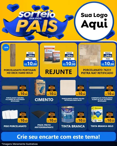 Modelo de Rede Social para Feed Instagram com o tema Sorteio Dia dos Pais para Pisos e revestimentos