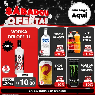 Modelo de Rede Social para Feed Facebook com o tema Sabadou de Ofertas para Distribuidora de bebidas