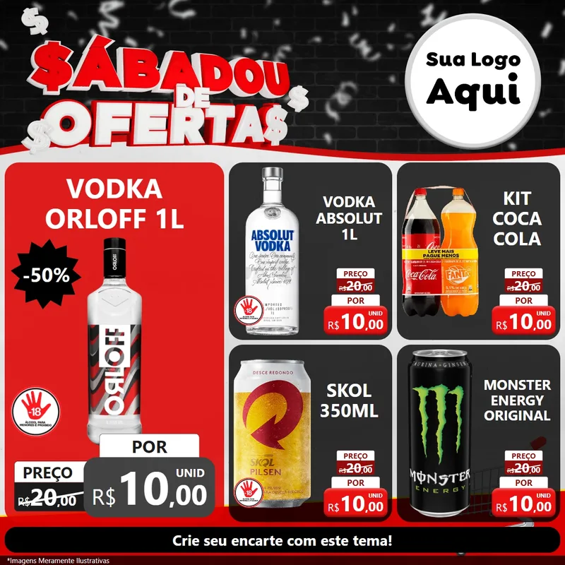 Modelo de Rede Social para Feed Facebook com o tema Sabadou de Ofertas para Distribuidora de bebidas