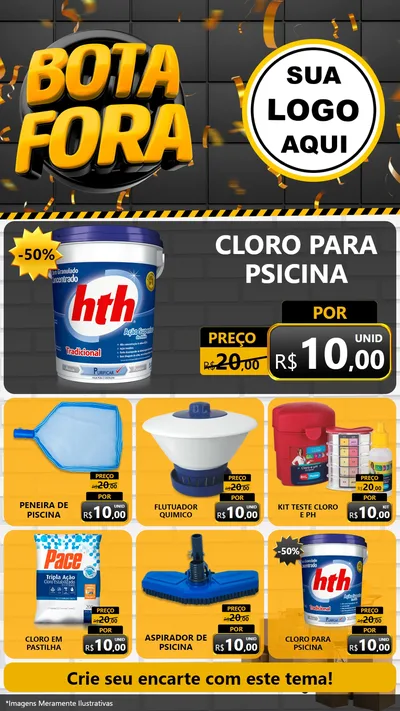 Modelo de Rede Social para Stories com o tema Bota Fora para Produtos para Piscina