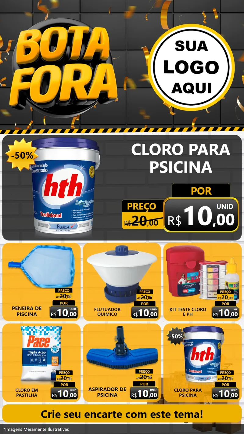 Modelo de Rede Social para Stories com o tema Bota Fora para Produtos para Piscina