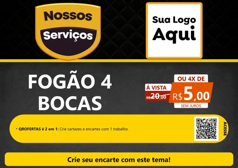 Modelo de Cartaz para Cartaz A4 Horizontal com o tema Nossos Serviços para Móveis e Eletro