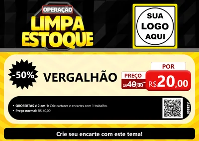 Modelo de Cartaz para Cartaz A4 Horizontal com o tema Operação Limpa Estoque para Ferragens