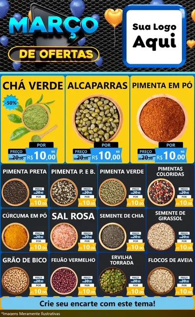 Modelo de Encarte para Encarte Grande com o tema Março de Ofertas para Produtos Naturais