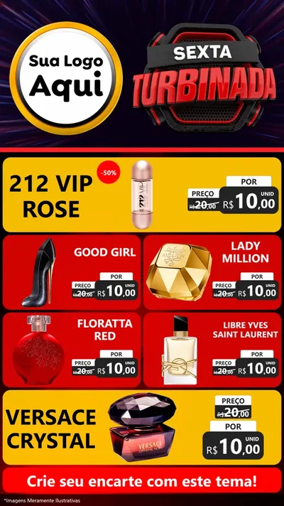 Modelo de TV para TV Vertical com o tema Sexta Turbinada para Perfumes